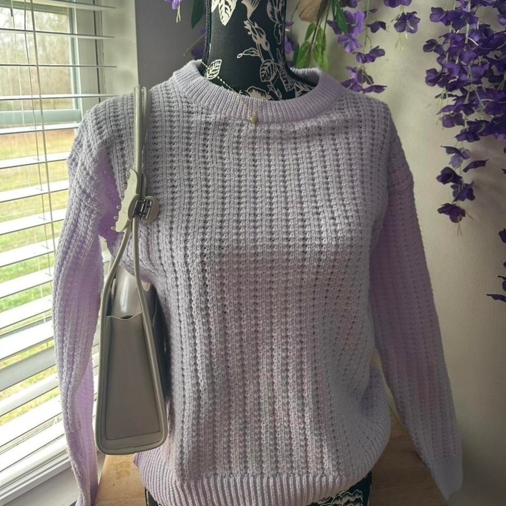 Lavender Chunky Knit Sweater XS Time and Tru Soft Ribbed Crewneck